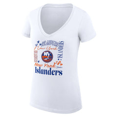 New York Islanders G-III 4Her by Carl Banks Women's Super-Slim Fit Lightweight Collage Team Graphic T-Shirt - White - NHL