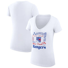 New York Rangers G-III 4Her by Carl Banks Women's Super-Slim Fit Lightweight Collage Team Graphic T-Shirt - White - NHL