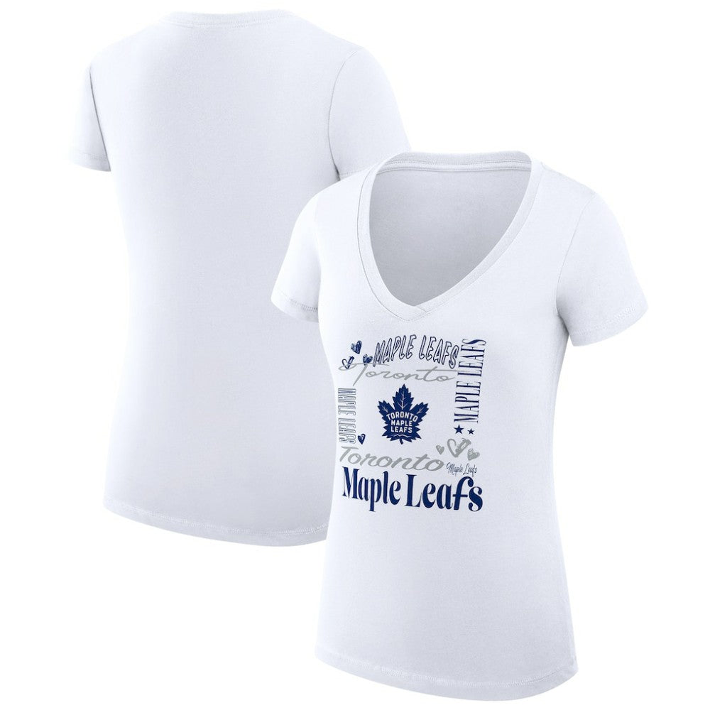 Toronto Maple Leafs G-III 4Her by Carl Banks Women's Super-Slim Fit Lightweight Collage Team Graphic T-Shirt - White - NHL