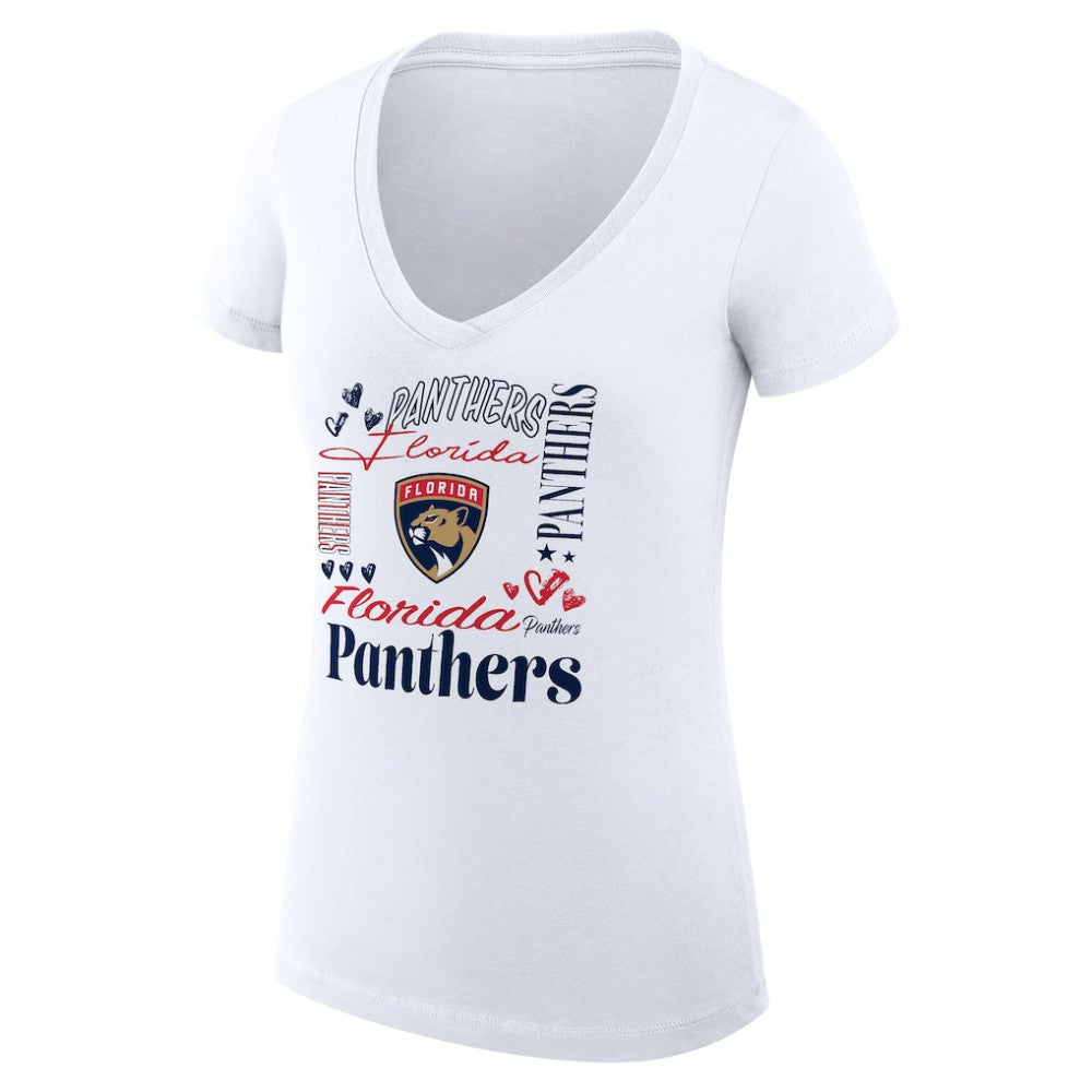 Florida Panthers G-III 4Her by Carl Banks Women's Super-Slim Fit Lightweight Collage Team Graphic T-Shirt - White - NHL