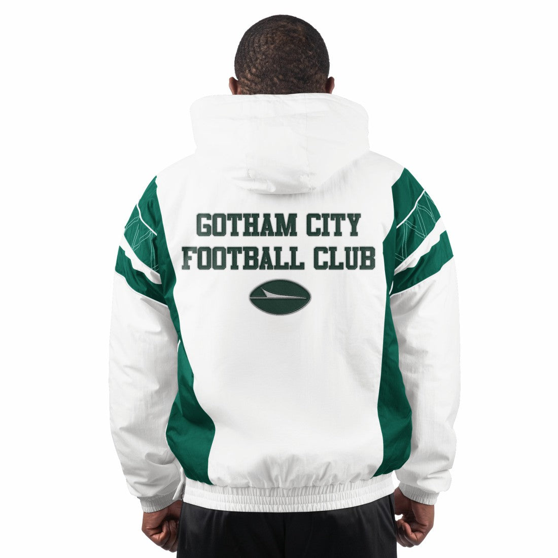 New York Jets Starter Gotham City Half-Zip Hoodie Jacket White | NFL