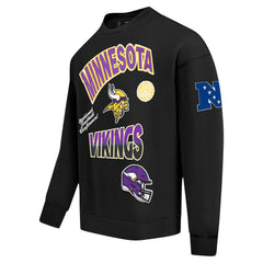 Minnesota Vikings Pro Standard Turn It Up Drop Shoulder Pullover Sweatshirt Black | NFL