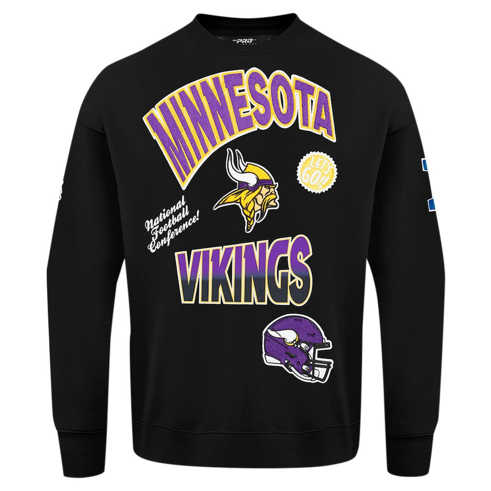 Minnesota Vikings Pro Standard Turn It Up Drop Shoulder Pullover Sweatshirt Black | NFL