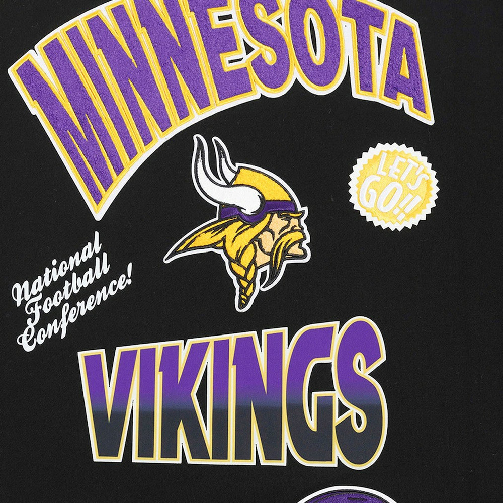 Minnesota Vikings Pro Standard Turn It Up Drop Shoulder Pullover Sweatshirt Black | NFL