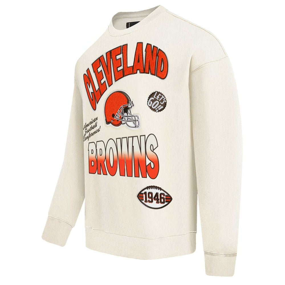 Cleveland Browns Pro Standard Turn It Up Pullover Sweatshirt Cream | NFL