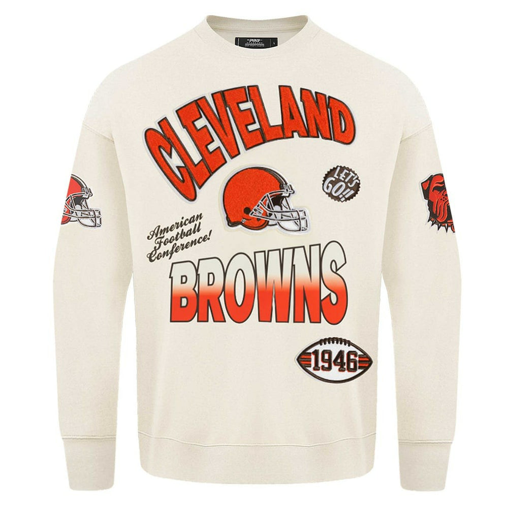 Cleveland Browns Pro Standard Turn It Up Pullover Sweatshirt Cream | NFL
