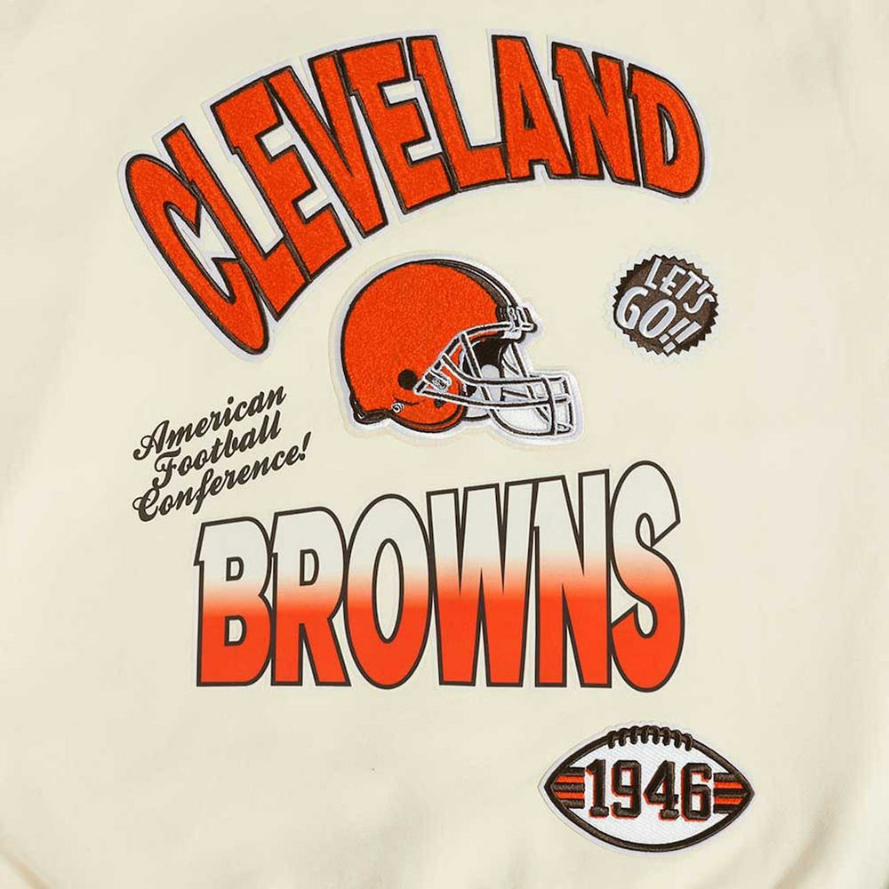 Cleveland Browns Pro Standard Turn It Up Pullover Sweatshirt Cream | NFL