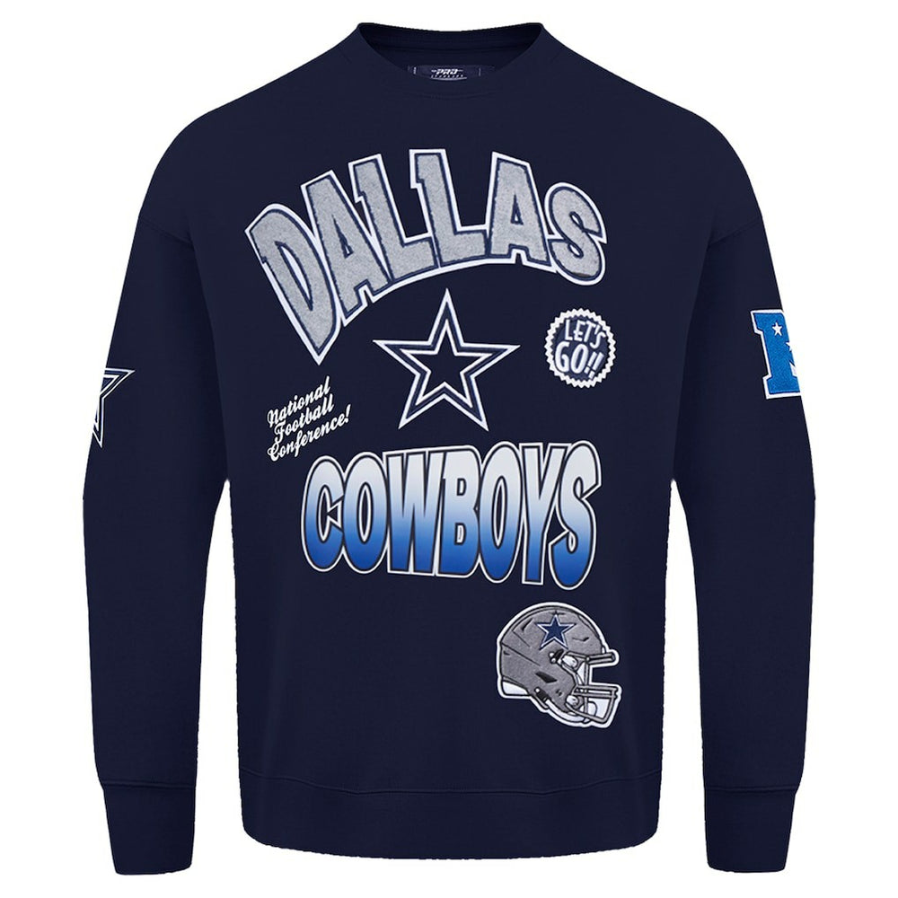 Dallas Cowboys Pro Standard Turn It Up Drop Shoulder Pullover Sweatshirt Navy | NFL