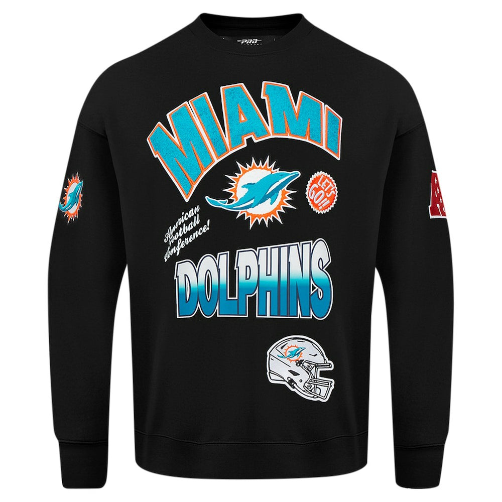 Miami Dolphins Pro Standard Turn It Up Drop Shoulder Pullover Sweatshirt Black | NFL
