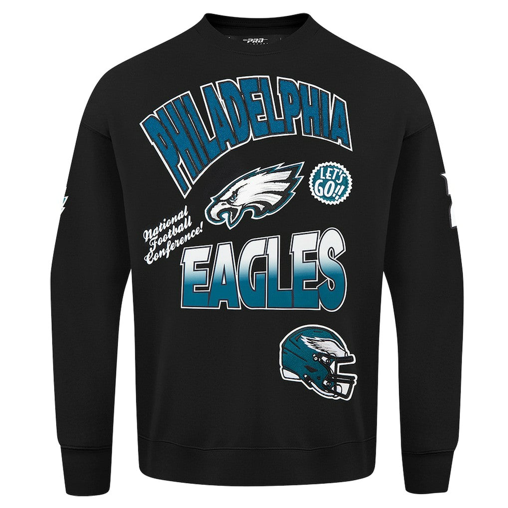 Philadelphia Eagles Pro Standard Turn It Up Drop Shoulder Pullover Sweatshirt Black | NFL