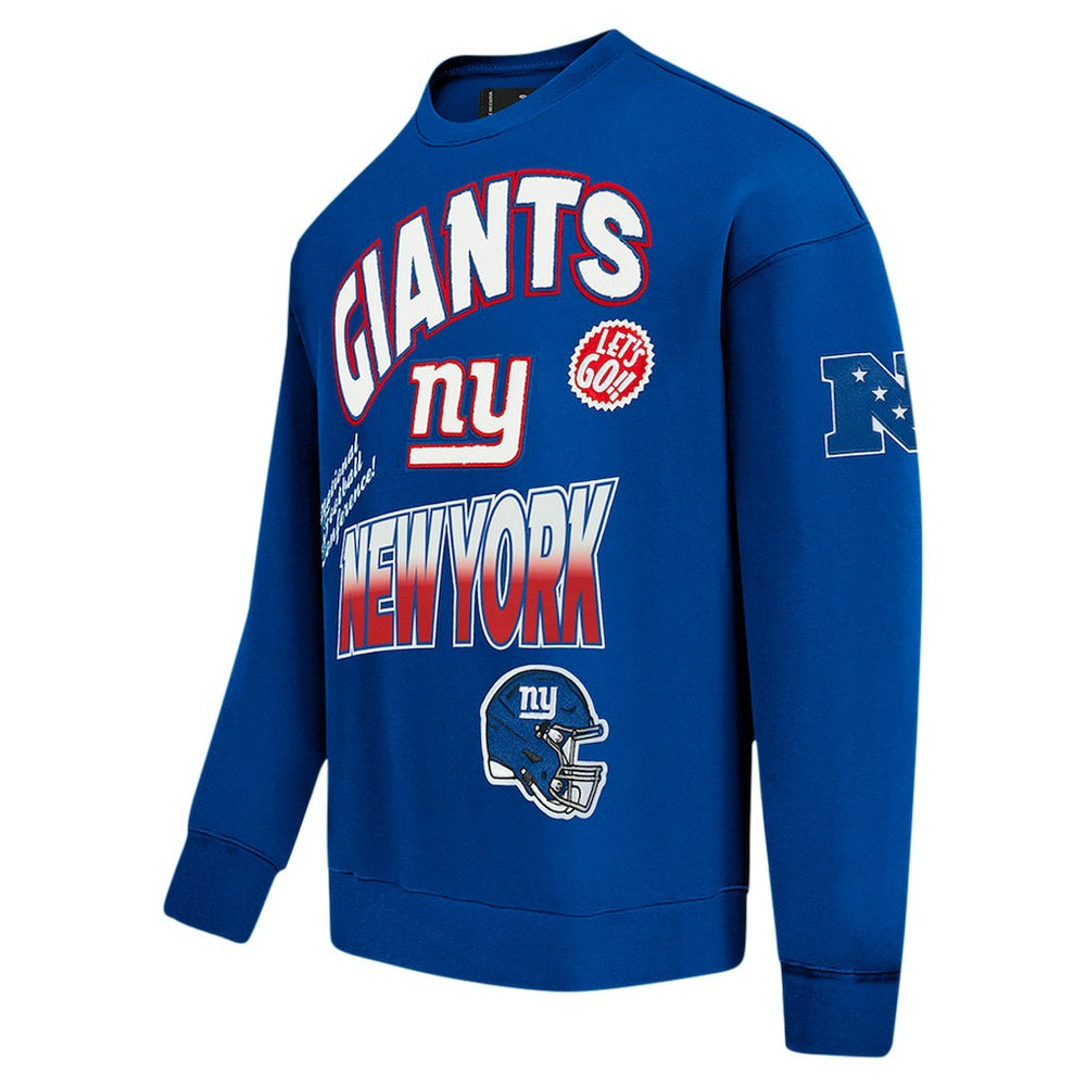 New York Giants Pro Standard Turn It Up Drop Shoulder Pullover Sweatshirt Royal | NFL