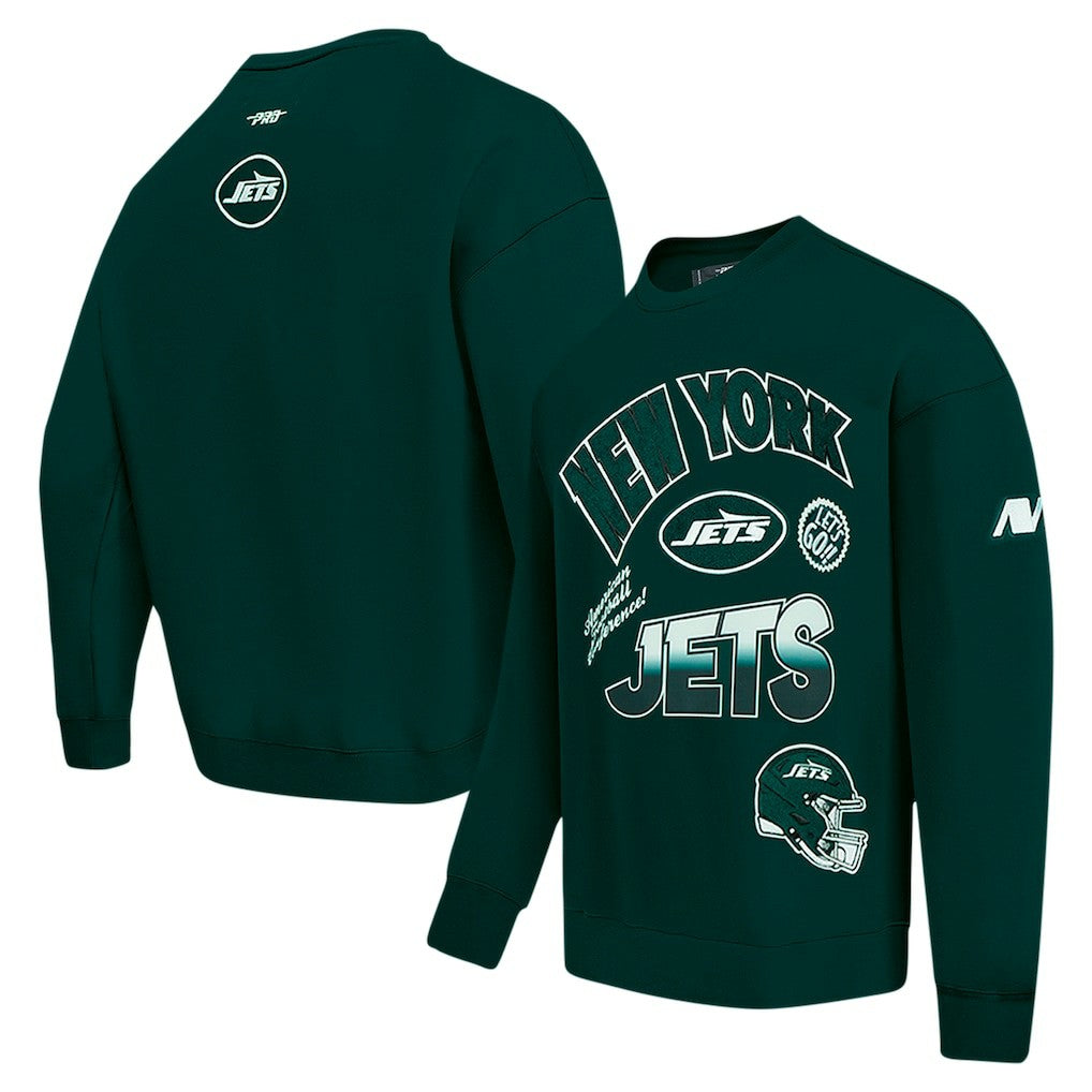 New York Jets Pro Standard Turn It Up Drop Shoulder Pullover Sweatshirt Green | NFL