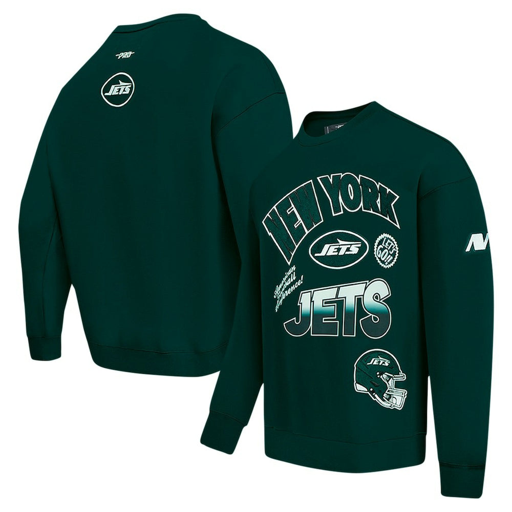 New York Jets Pro Standard Turn It Up Drop Shoulder Pullover Sweatshirt Green | NFL