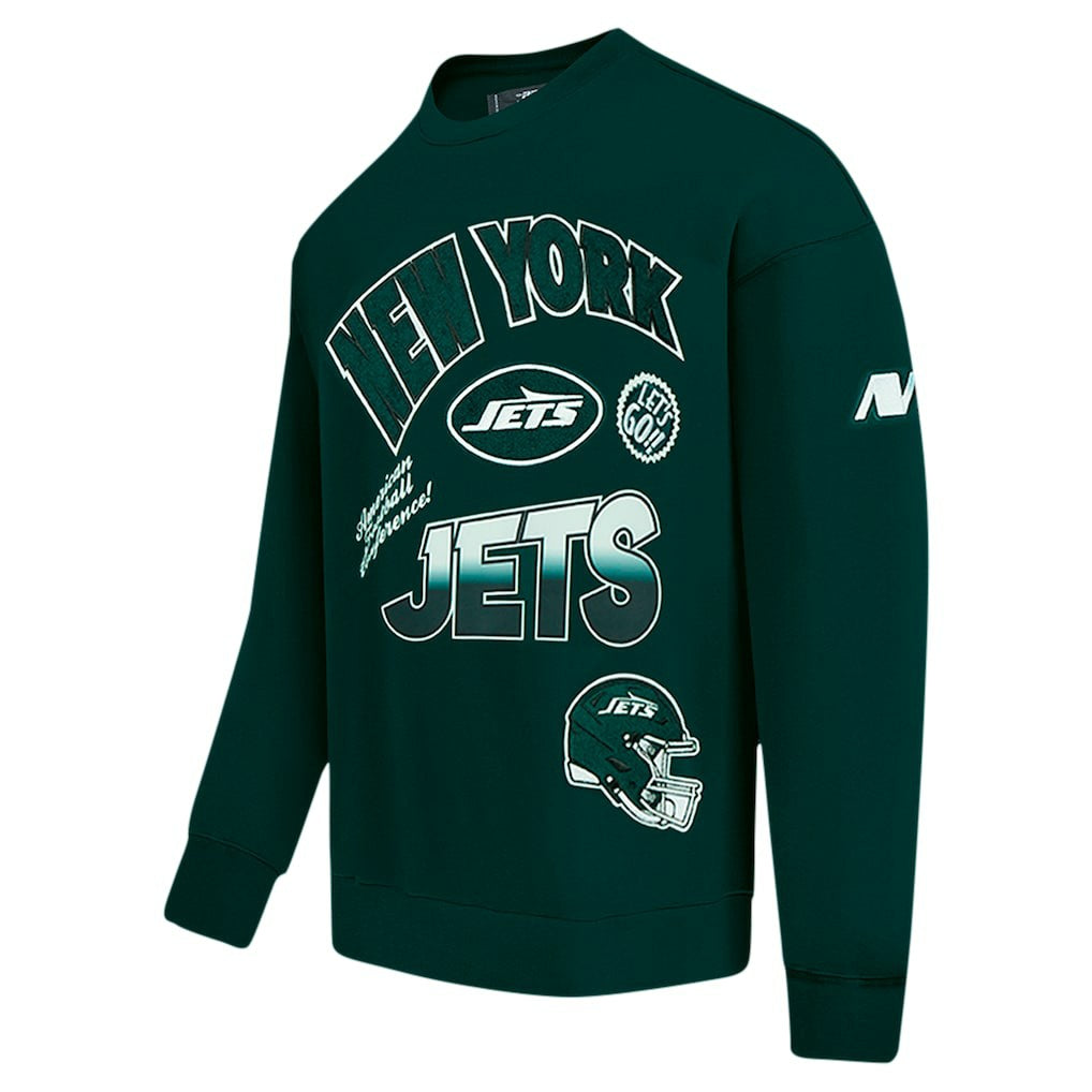 New York Jets Pro Standard Turn It Up Drop Shoulder Pullover Sweatshirt Green | NFL