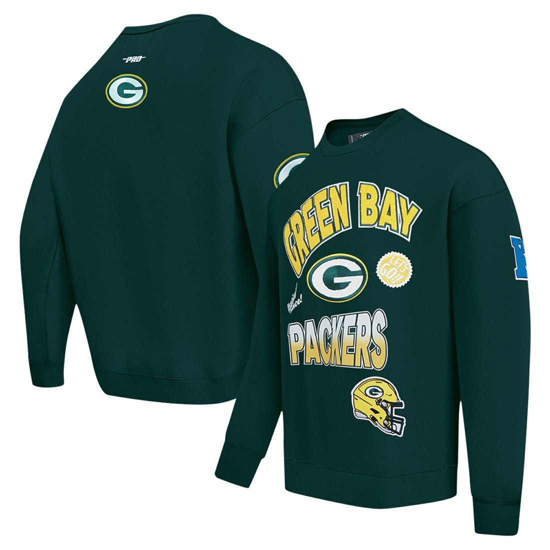 Green Bay Packers Pro Standard Turn It Up Drop Shoulder Pullover Sweatshirt Green | NFL