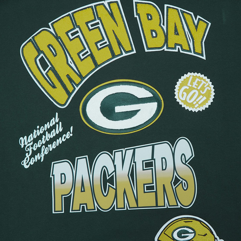 Green Bay Packers Pro Standard Turn It Up Drop Shoulder Pullover Sweatshirt Green | NFL