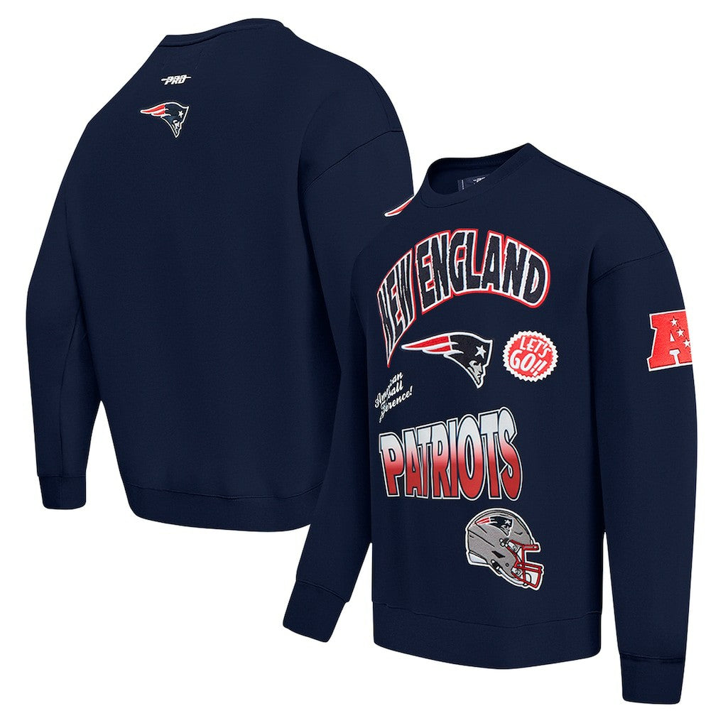 New England Patriots Pro Standard Turn It Up Drop Shoulder Pullover Sweatshirt Navy | NFL