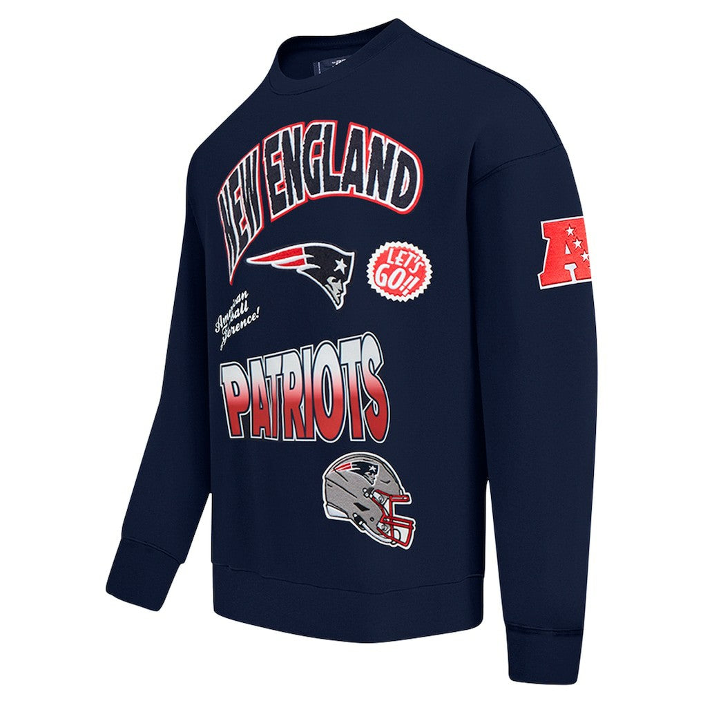 New England Patriots Pro Standard Turn It Up Drop Shoulder Pullover Sweatshirt Navy | NFL