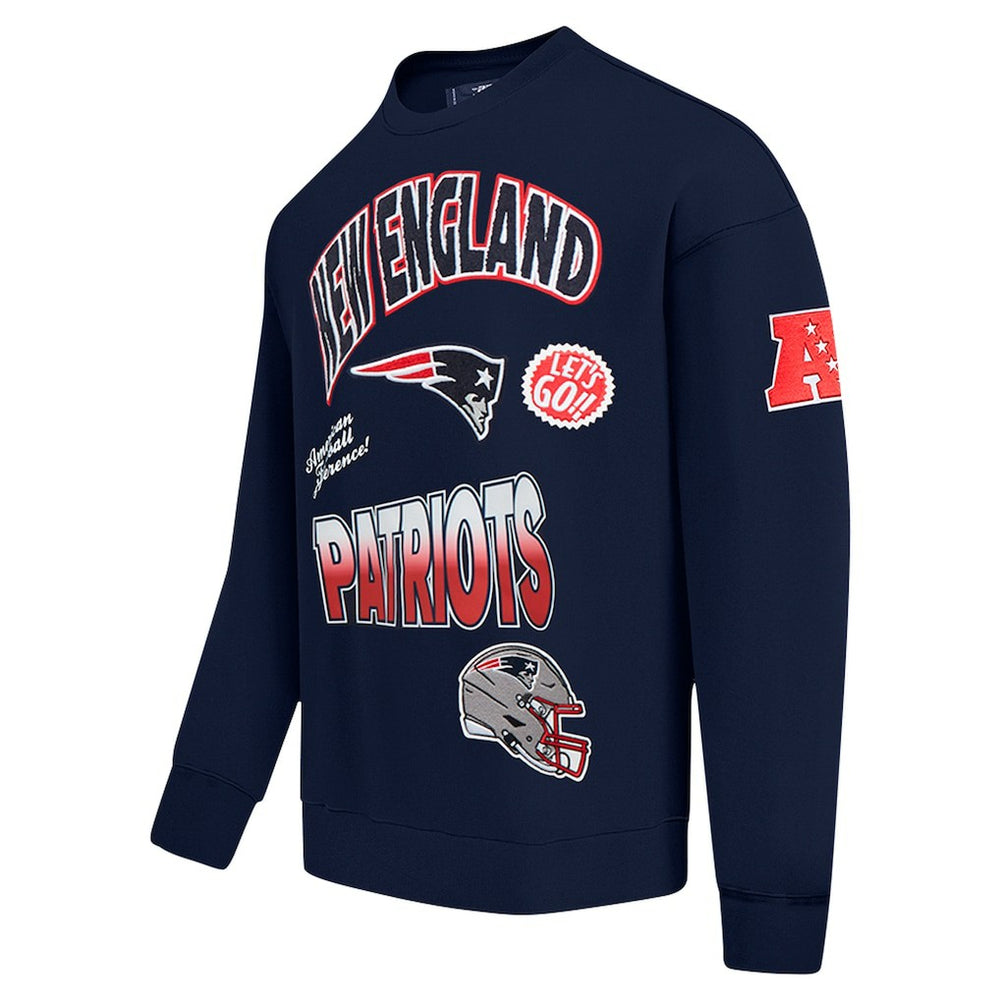 New England Patriots Pro Standard Turn It Up Drop Shoulder Pullover Sweatshirt Navy | NFL