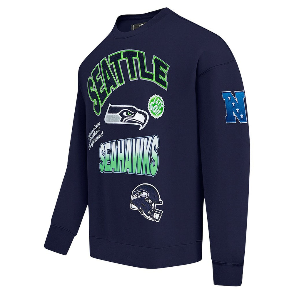 Seattle Seahawks Pro Standard Turn It Up Drop Shoulder Pullover Sweatshirt College Navy | NFL
