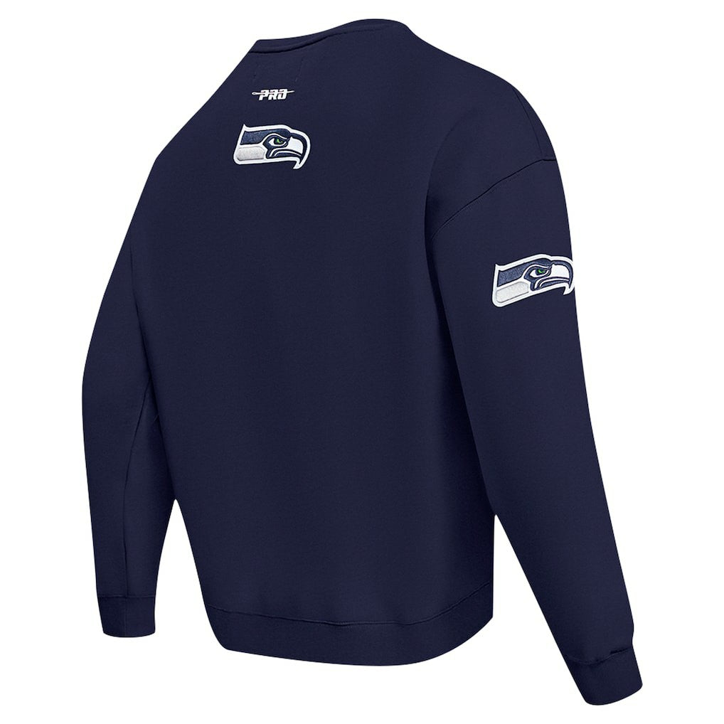 Seattle Seahawks Pro Standard Turn It Up Drop Shoulder Pullover Sweatshirt College Navy | NFL