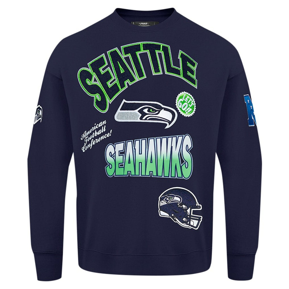 Seattle Seahawks Pro Standard Turn It Up Drop Shoulder Pullover Sweatshirt College Navy | NFL