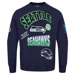 Seattle Seahawks Pro Standard Turn It Up Drop Shoulder Pullover Sweatshirt College Navy | NFL