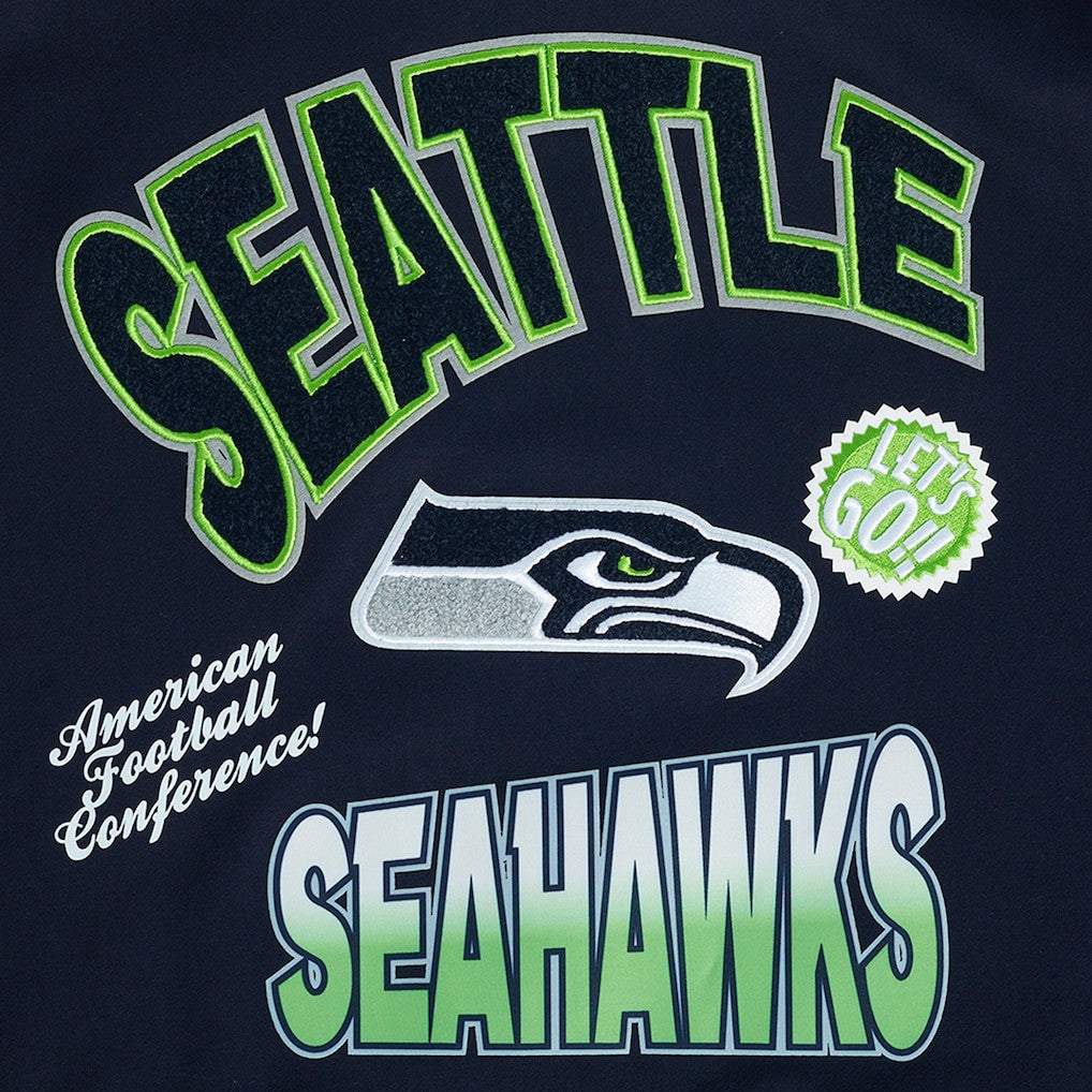 Seattle Seahawks Pro Standard Turn It Up Drop Shoulder Pullover Sweatshirt College Navy | NFL