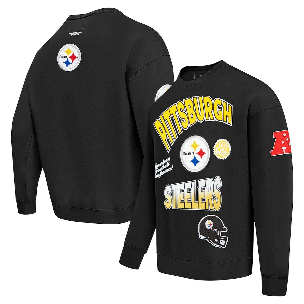 Pittsburgh Steelers Pro Standard Turn It Up Drop Shoulder Pullover Sweatshirt Black | NFL