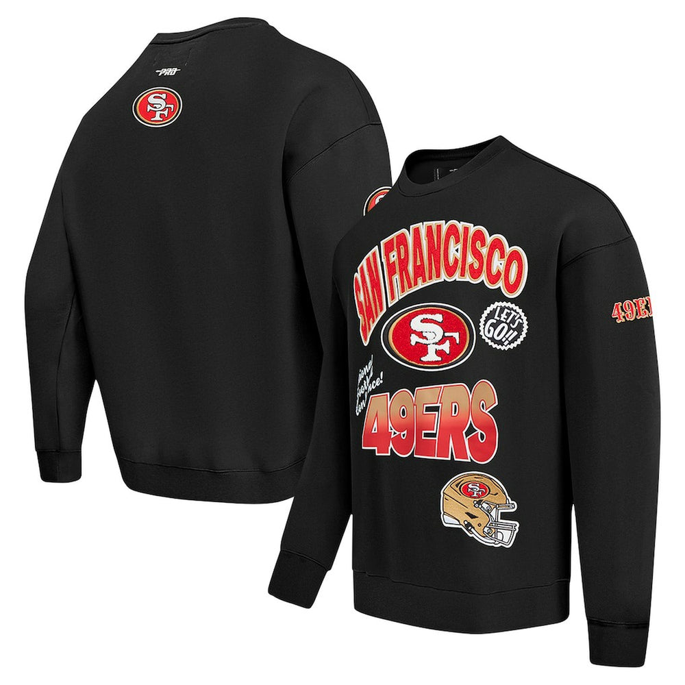 San Francisco 49ers Pro Standard Turn It Up Drop Shoulder Pullover Sweatshirt Black | NFL