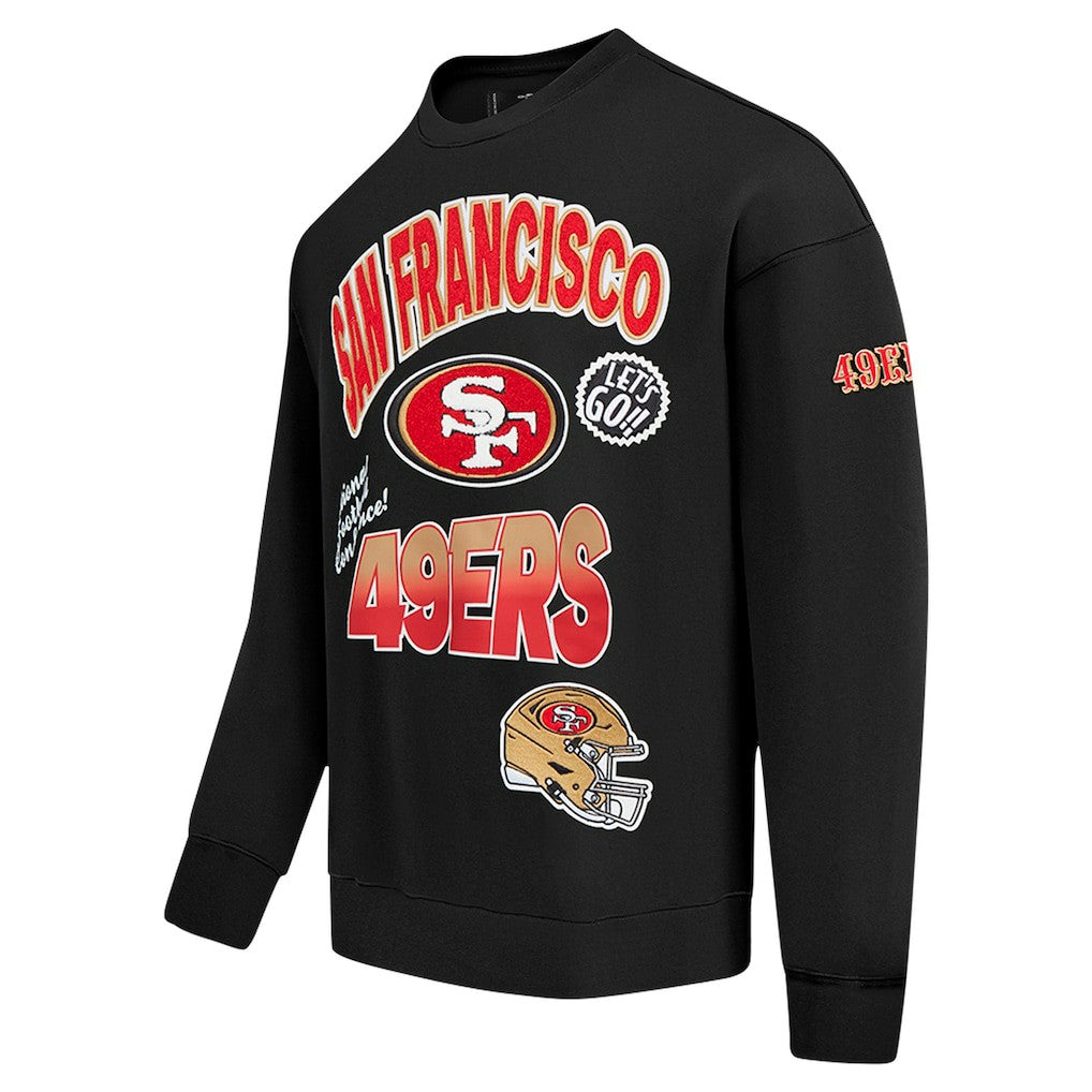 San Francisco 49ers Pro Standard Turn It Up Drop Shoulder Pullover Sweatshirt Black | NFL