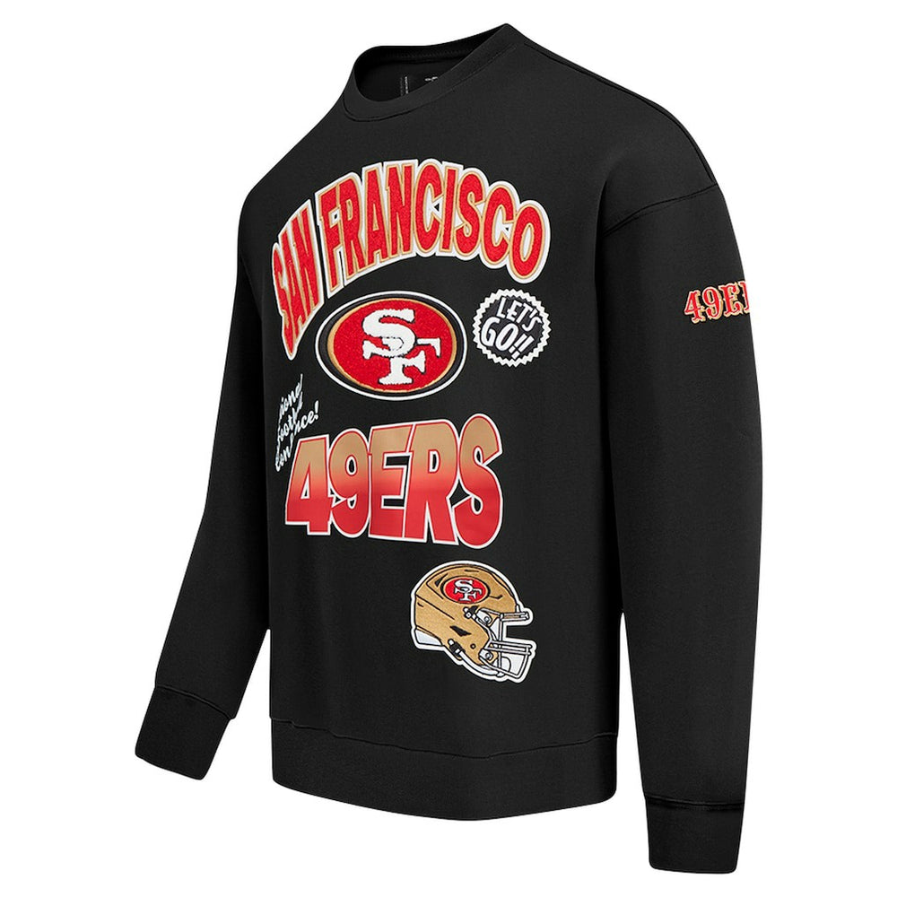 San Francisco 49ers Pro Standard Turn It Up Drop Shoulder Pullover Sweatshirt Black | NFL