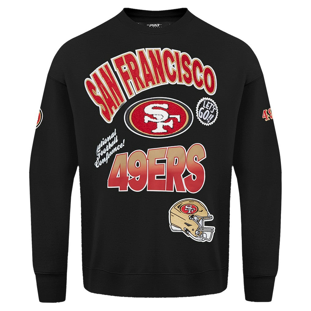 San Francisco 49ers Pro Standard Turn It Up Drop Shoulder Pullover Sweatshirt Black | NFL