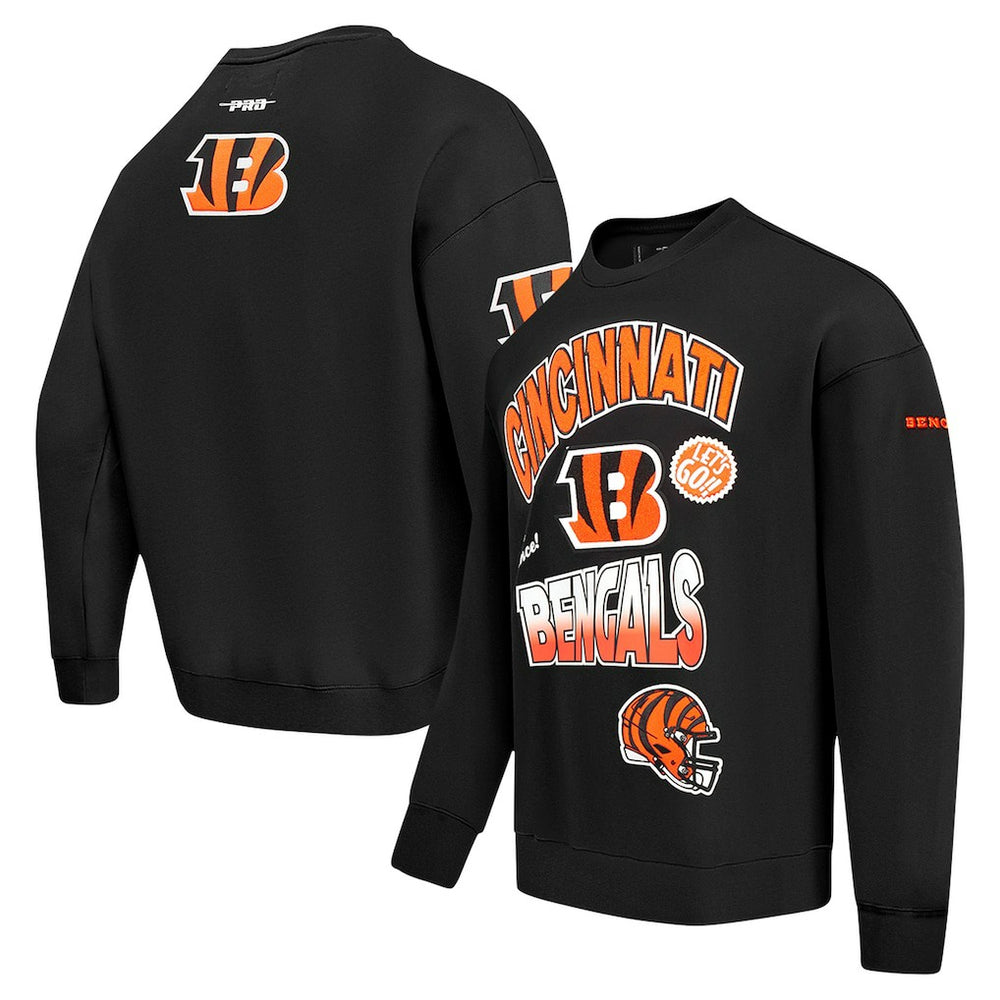 Cincinnati Bengals Pro Standard Turn It Up Drop Shoulder Pullover Sweatshirt Black | NFL