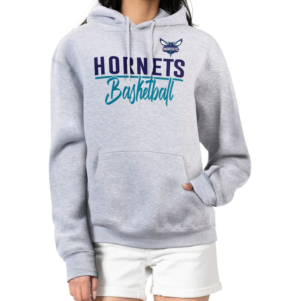 Charlotte Hornets G-III 4Her by Carl Banks Women's Graphics Fleece Pullover Hoodie Heather Gray - NBA