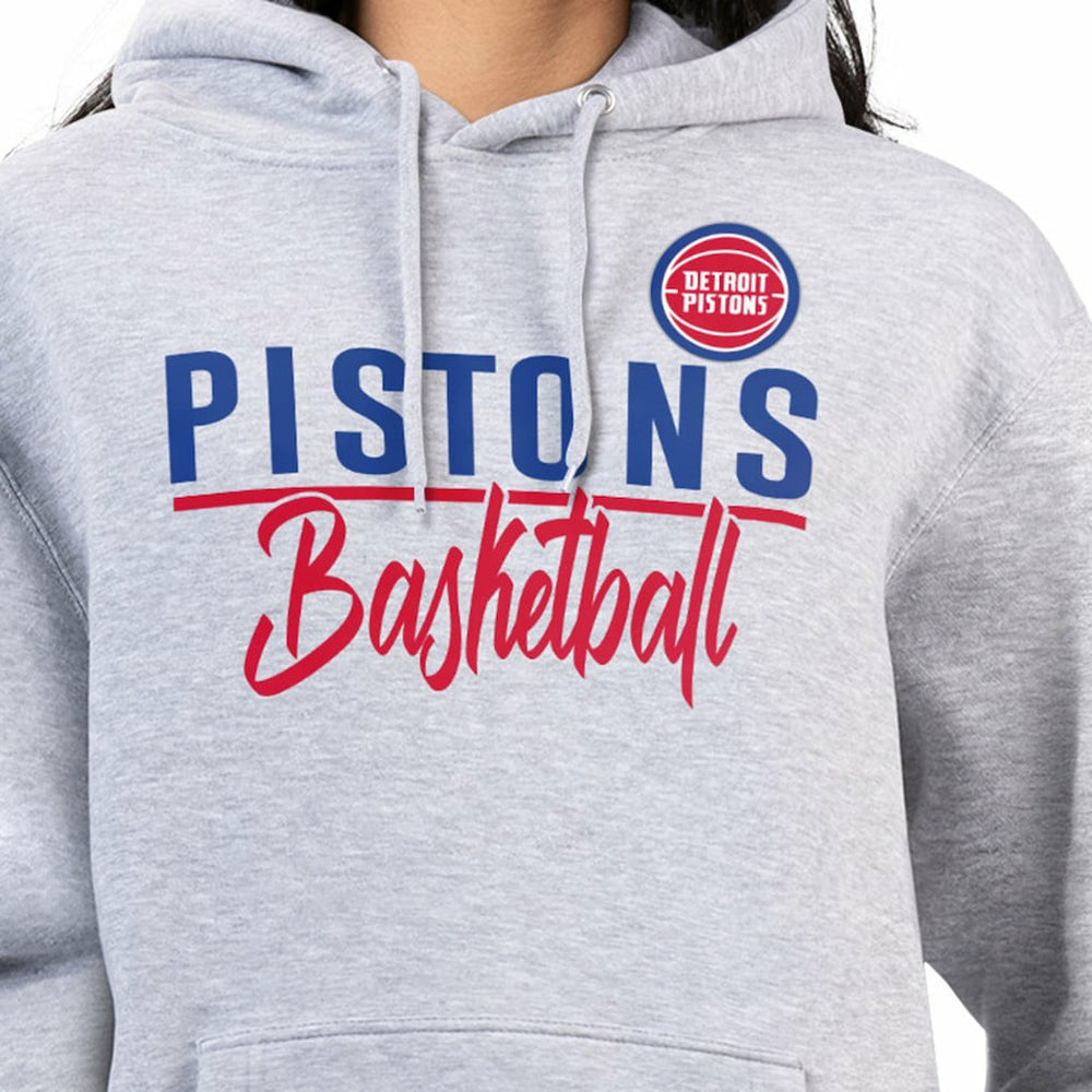 Detroit Pistons G-III 4Her by Carl Banks Women's Graphics Fleece Pullover Hoodie Heather Gray - NBA