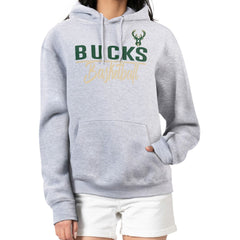 Milwaukee Bucks G-III 4Her by Carl Banks Women's Graphics Fleece Pullover Hoodie Heather Gray - NBA