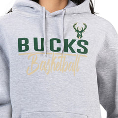 Milwaukee Bucks G-III 4Her by Carl Banks Women's Graphics Fleece Pullover Hoodie Heather Gray - NBA