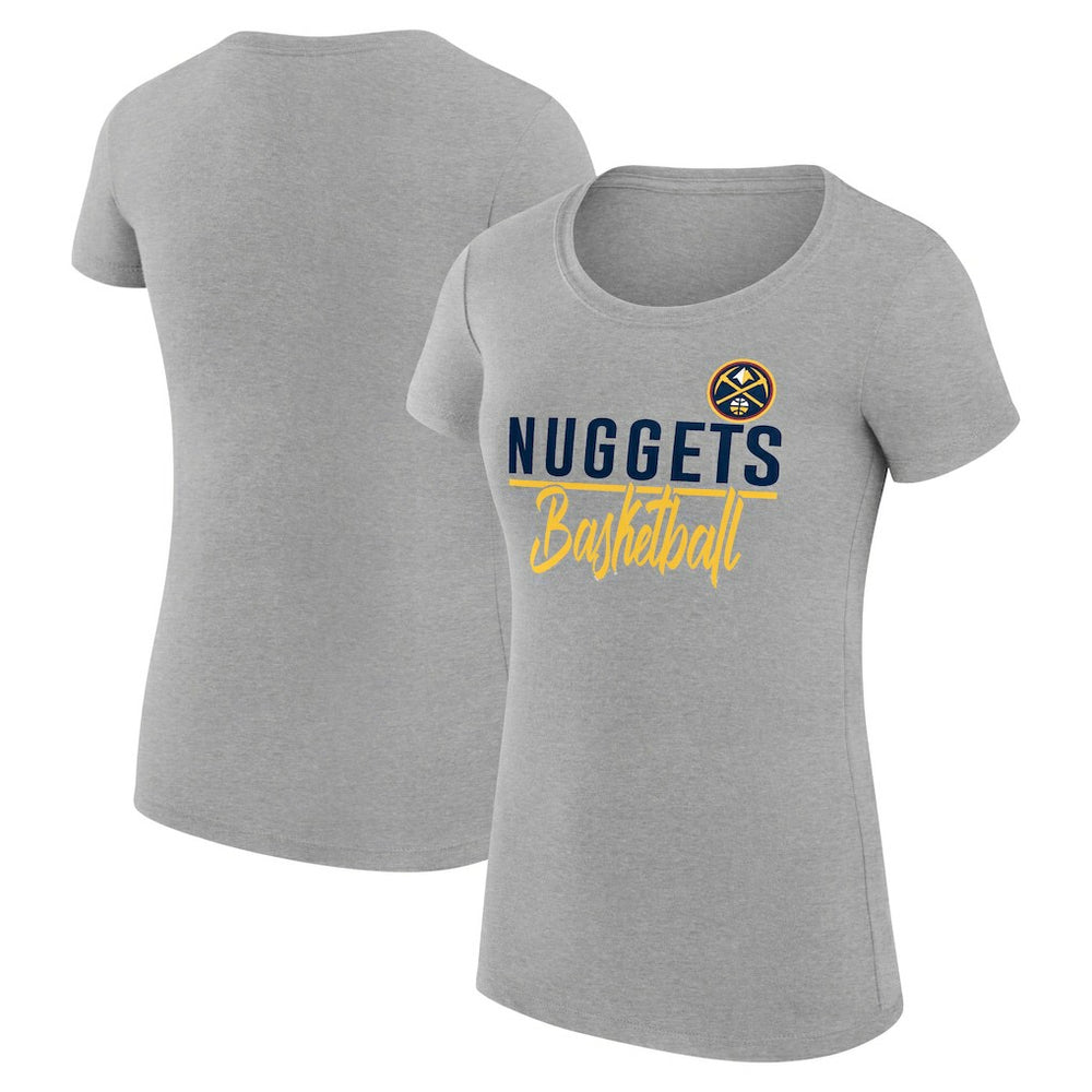 Denver Nuggets G-III 4Her by Carl Banks Women's Super-Slim Fit Lightweight Team Sport V-Neck T-Shirt Heather Gray - NBA