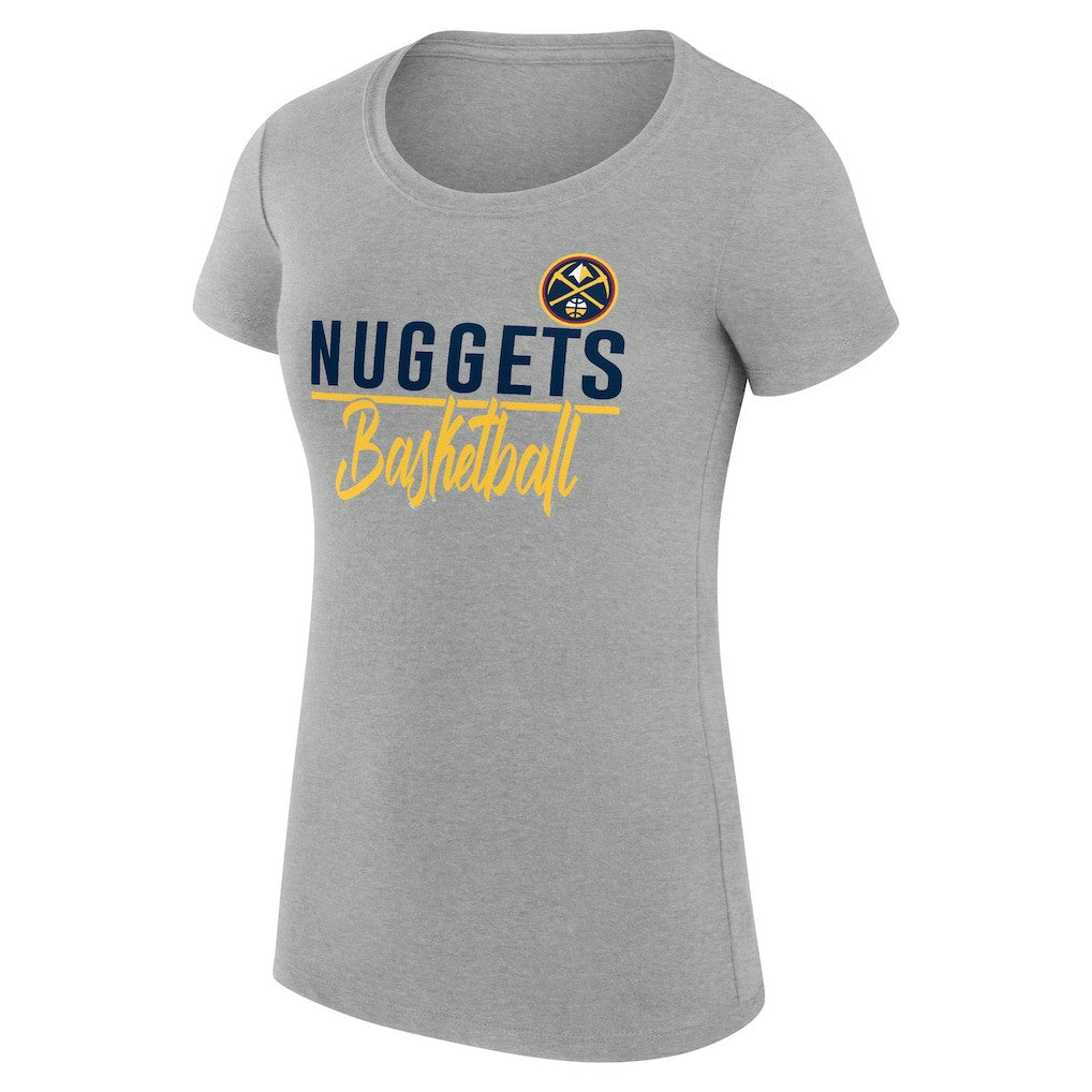 Denver Nuggets G-III 4Her by Carl Banks Women's Super-Slim Fit Lightweight Team Sport V-Neck T-Shirt Heather Gray - NBA
