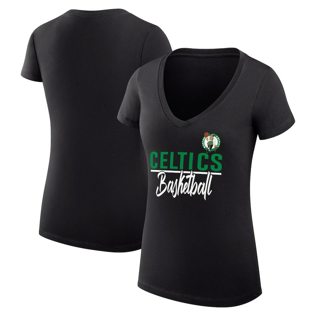 Boston Celtics G-III 4Her by Carl Banks Women's Super-Slim Fit Lightweight Team Sport V-Neck T-Shirt Black - NBA