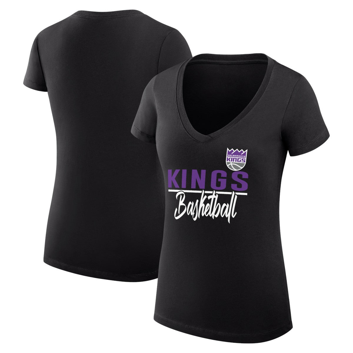 Sacramento Kings G-III 4Her by Carl Banks Women's Super-Slim Fit Lightweight Team Sport V-Neck T-Shirt Black - NBA
