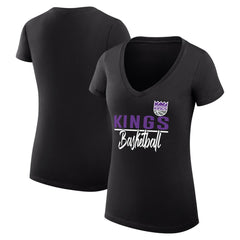 Sacramento Kings G-III 4Her by Carl Banks Women's Super-Slim Fit Lightweight Team Sport V-Neck T-Shirt Black - NBA