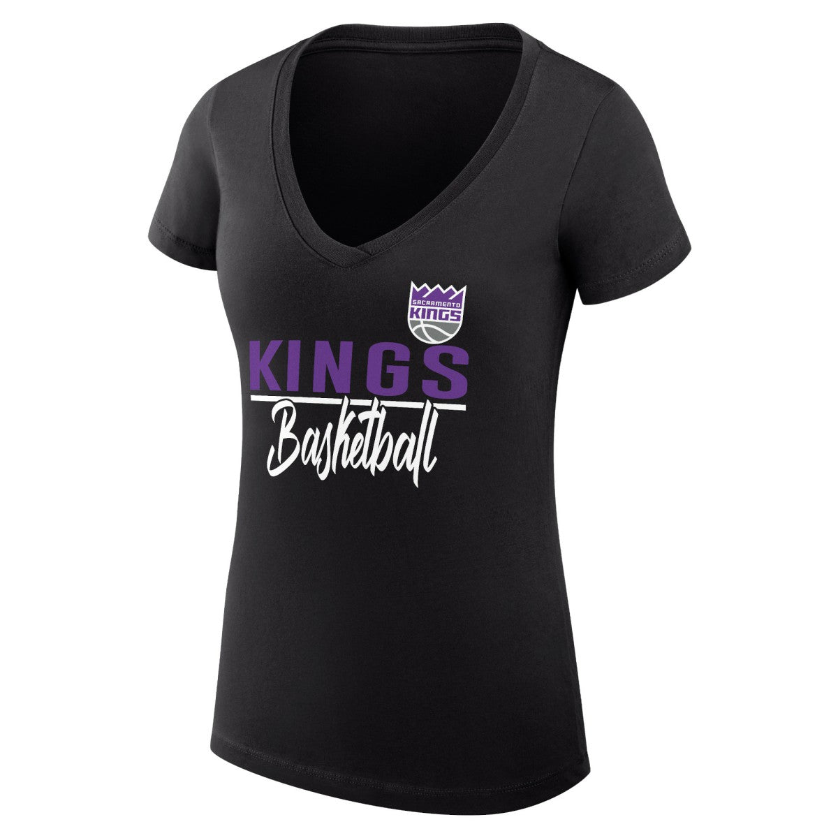 Sacramento Kings G-III 4Her by Carl Banks Women's Super-Slim Fit Lightweight Team Sport V-Neck T-Shirt Black - NBA