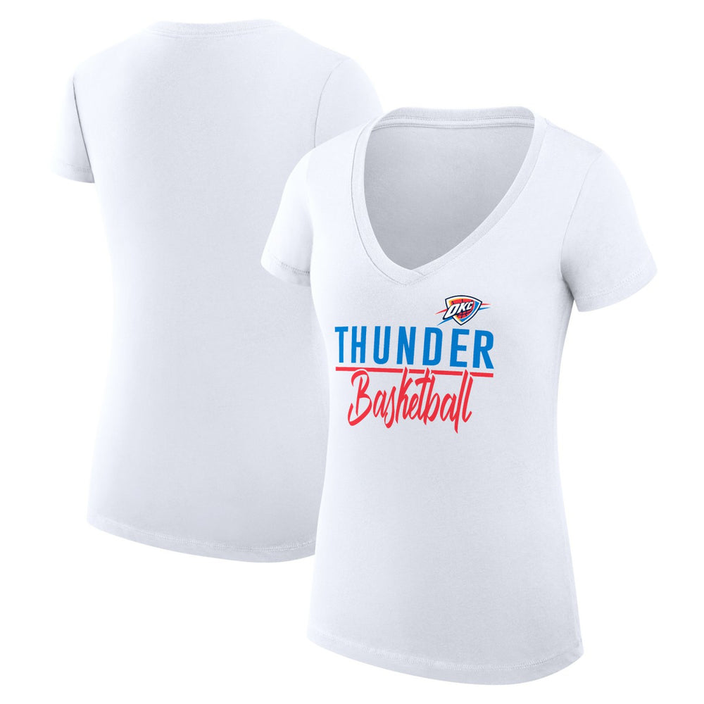 Oklahoma City Thunder G-III 4Her by Carl Banks Women's Super-Slim Fit Lightweight Team Sport V-Neck T-Shirt White - NBA