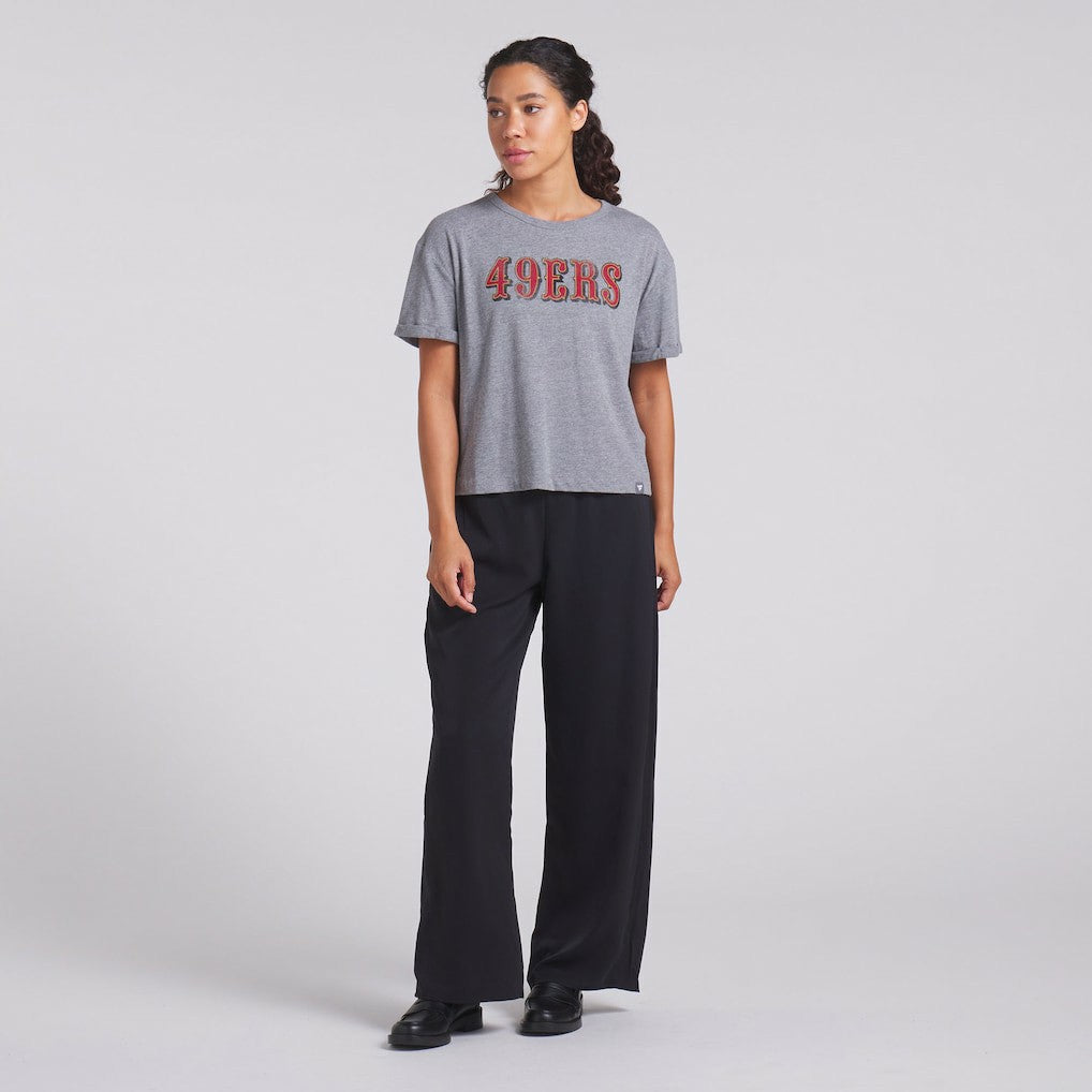 San Francisco 49ers Women's Swing Pass Tri-Blend Boxy T-Shirt Heather Gray | Fanatics