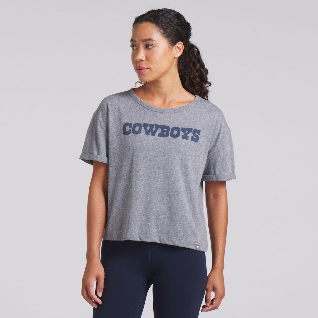 Dallas Cowboys Women's Swing Pass Tri-Blend Boxy T-Shirt Heather Gray | Fanatics