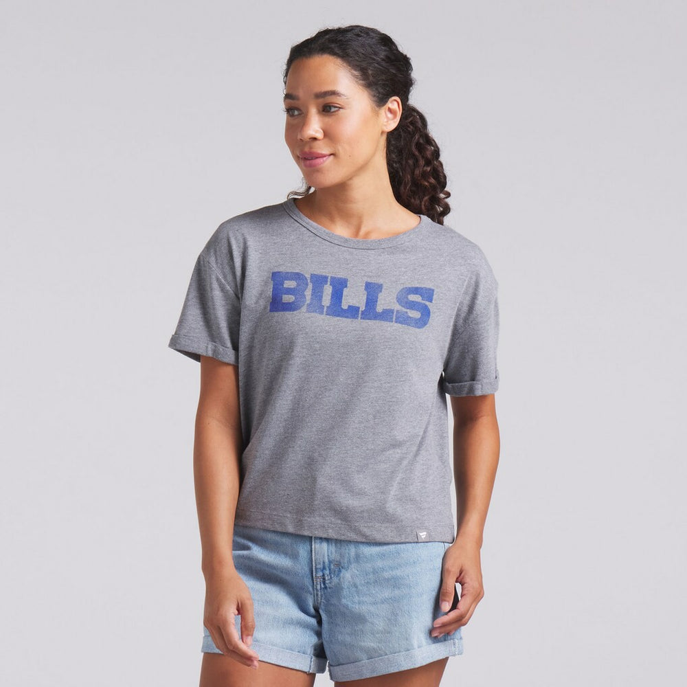 Buffalo Bills Women's Swing Pass Tri-Blend Boxy T-Shirt Heather Gray | Fanatics