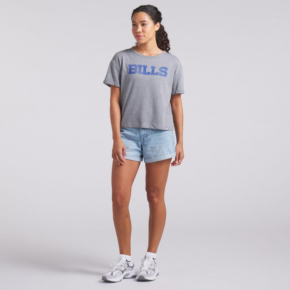 Buffalo Bills Women's Swing Pass Tri-Blend Boxy T-Shirt Heather Gray | Fanatics