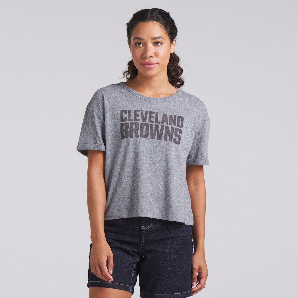 Cleveland Browns Women's Swing Pass Tri-Blend Boxy T-Shirt Heather Gray | Fanatics